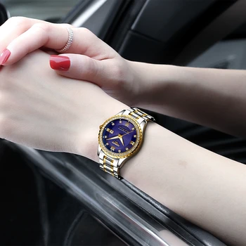NIBOSI Bărbați Ceasuri de Top de Brand de Lux de Aur Cuarț Femei Ceas de Ceas Cadou Doamnelor Rochie Albastru Ceas de mână din Oțel Inoxidabil Iubitorii de Ceas