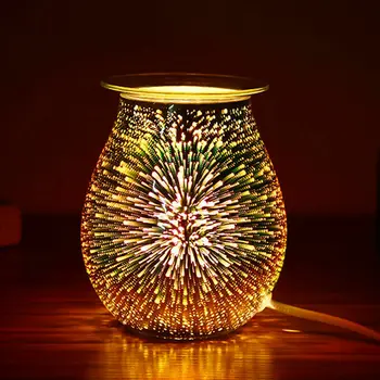 Aroma Electric Ceară se Topesc Arzător 3D foc de Artificii Lampa LED Lumina de Noapte Ceara mai Cald Odorizant Birou Decor Acasă Cadou NE-a UNIT UE UA Plug