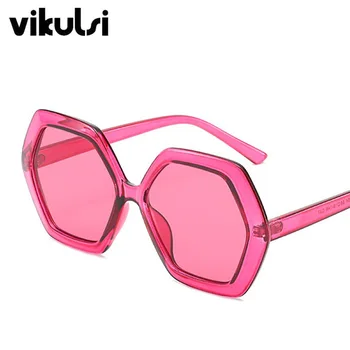 Epocă de Mare Hexagon ochelari de Soare pentru Femei Ochelari de Mens Supradimensionat Ochelari de Soare Moda de sex Feminin Faimosul Brand Violet Ochelari de Gafas de sol