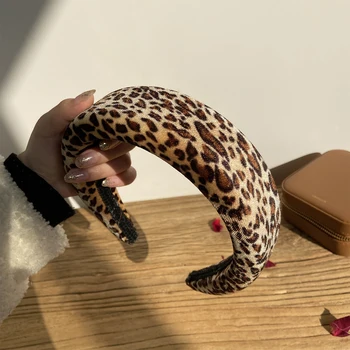 Noua Gamă De Leopard Perla Bentita Nod Pălărie Retro Benzile De Păr Elastic Frizură Accesorii De Par De Moda Pentru Femei Fete