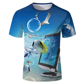 2020 vara noi de imprimare 3D model pește bărbați și femei casual T-shirt tendință de moda tânăr frumos T-shirt, blaturi