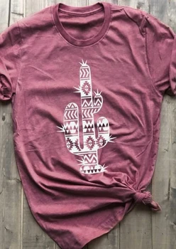Moda Noua Femei Drăguț T-Shirt Cactus Geometric Print Cu Maneci Scurte T-Shirt 2019 Casual De Vara Lady Topuri Tee