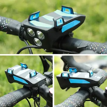 Bicicleta pentru Lumina din Față Suport de Telefon Clopot de Biciclete Power Bank Accesorii pentru Biciclete 4 IN 1 cu Bicicleta Lampa Lanterna
