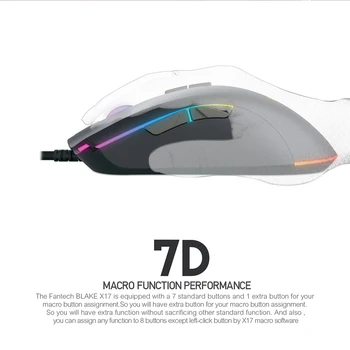 FANTECH X17 mouse de Gaming 10000DPI Reglabil 7 Buton Macro RGB prin Cablu Mouse-ul Pentru FPS CS LOL Mouse Gamer Ergonomic Mouse-ul Soareci