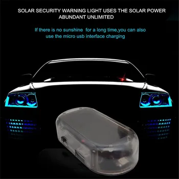 Solar de Alimentare USB Auto Lumina de Alarmă Anti-Furt Flash Intermitent de Avertizare Fals Car Led Lumina Flash Clipește Lampa Roșie accesorii auto