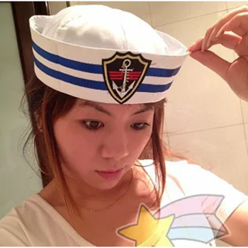 Amuzant Copil Adult Căpitanul Alb Marinari Barca Albastru Militare Hat Navy Marine Capac Cu Ancora Petrecere Cosplay Costum Pălărie Elemente De Recuzită