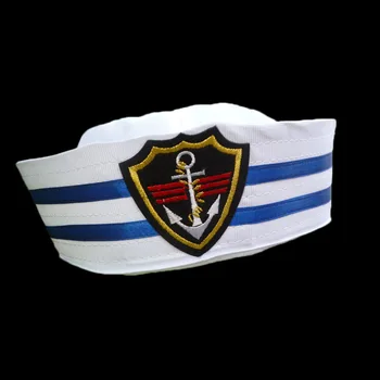 Amuzant Copil Adult Căpitanul Alb Marinari Barca Albastru Militare Hat Navy Marine Capac Cu Ancora Petrecere Cosplay Costum Pălărie Elemente De Recuzită