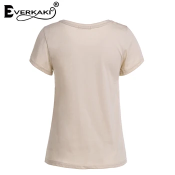 Everkaki Boho Tiganca Print T-shirt, Blaturi Retro Bumbac Caise O de Gât Boem Top T-shirt Femei 2020 Primavara-Vara Noi