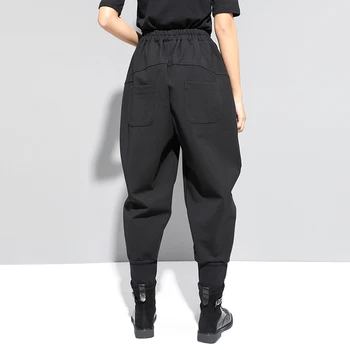 Moda de Talie Mare Femei Vrac Harem Pantaloni Femei Pantaloni Stretch Negru Nou Primavara Toamna anului 2021 pantaloni de Trening Streetwear WP144
