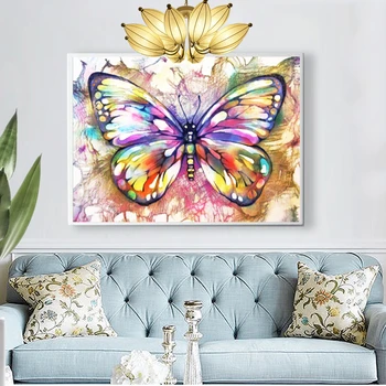 Huacan 5d Diy Diamant Pictura Butterfly Home Decor Mozaic Cruce Cusatura de Animale Autocolant de Perete de Diamant Arta