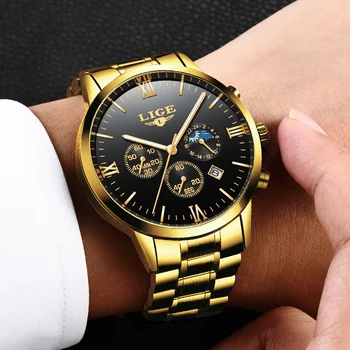 Top Brand de Lux LIGE Bărbați Ceas Sport rezistent la apa Casual Ceas Cuarț Militară din Piele de Oțel pentru Bărbați Ceasuri Relogio Masculino