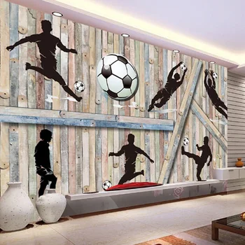 Sport Tematice de pictură Murală Joc Fotbal Lemn de Fundal Personalizate, Moderne, Simple de Vopsire Fotografie Tapet Pentru Camera de zi TV Decor