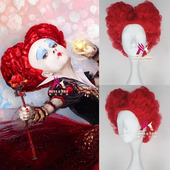 Noi de Halloween Alice în țara Minunilor Regina Rosie Peruca Cosplay jocuri de Rol Regina Inimilor Costum Părul Roșu +Capac de Peruca