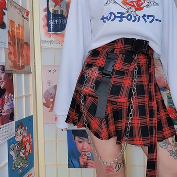 Stil Gotic Întuneric Punk Japoneză Jk Uniformă Fusta Carouri Femei Tricotate Fusta Plisata Y2k Hippie Femeile Club Harajuku Fusta