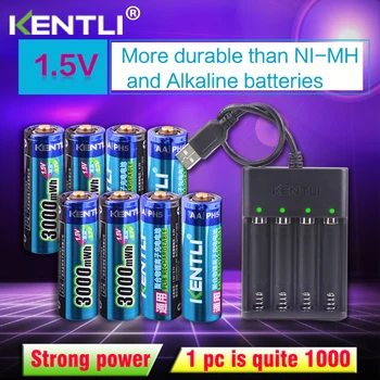 KENTLI 8pcs 1.5 v 3000mWh AA baterie reîncărcabilă Li-polimer li-ion polimer baterie de litiu + 4 sloturi USB Încărcător inteligent