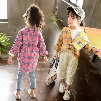 VIDMID Moda Copii fete Tricouri Copii Bluze fete cu Maneca Lunga Îmbrăcăminte pentru Copii CAROURI Copilul de Top Tricouri 4-12 Ani p1026