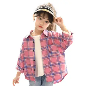 VIDMID Moda Copii fete Tricouri Copii Bluze fete cu Maneca Lunga Îmbrăcăminte pentru Copii CAROURI Copilul de Top Tricouri 4-12 Ani p1026