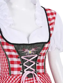 Femei Costum Oktoberfest Plus Dimensiune Carouri Roșii Germane De Bere Oktoberfest Costum Fată Rochie 