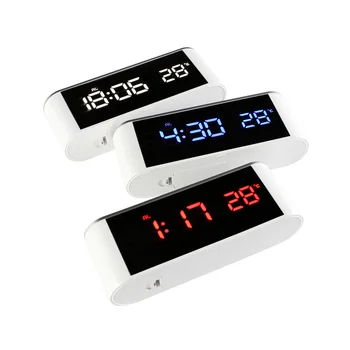 LED Digital Ceas cu Alarmă Oglindă Termometru Lumina de Noapte Cablu USB Electronice Amânare de Fundal Desktop Digitale Ceasuri de Masă de Ceas