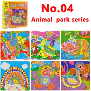 6 Buc/set Puzzle Copii Autocolante Jucării EVA Mozaic Art Ferma de Animale Educative Flori de Transport Auto Copii Cadou de Ziua