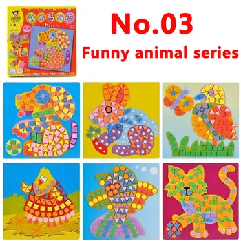 6 Buc/set Puzzle Copii Autocolante Jucării EVA Mozaic Art Ferma de Animale Educative Flori de Transport Auto Copii Cadou de Ziua
