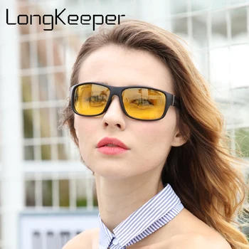 LongKeeper Noapte Viziune Ochelari Pentru Faruri Polarizat ochelari de Soare de Conducere Galben Lentile UV400 Protecție Noapte Ochelari pentru Sofer