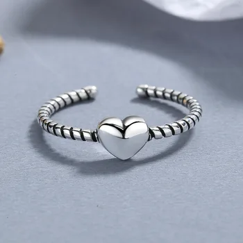 Luomansi Dragoste în formă de Inimă S925 Argint Inel Personalizat de Cânepă Frânghie Inel de Toate-meci de Bijuterii de Argint