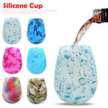 Colorate din Silicon Pliabil Paharul de Vin Sport Camuflaj Apă Cupe de Bere de Print Digital Securizat Anti-alunecare Amestecati Pahare