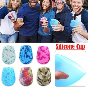 Colorate din Silicon Pliabil Paharul de Vin Sport Camuflaj Apă Cupe de Bere de Print Digital Securizat Anti-alunecare Amestecati Pahare