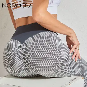 NORMOV Femeie Jambiere Talie Mare Push-Up Plasă de Mozaic Leggings Stretch fără Sudură Piersic Hip Yoga Pant