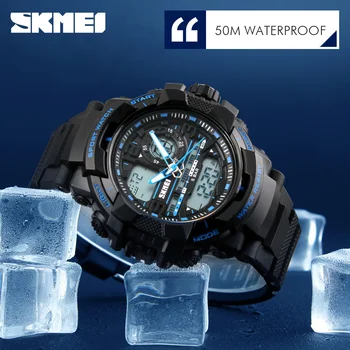 Barbati Ceasuri Sport Skmei Brand Digital cu LED Negru Șoc Înot Cuarț Cauciuc Ceasuri de mana rezistent la apa Ceasul Relogio Masculino