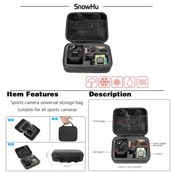 SnowHu Pentru Gopro Accesorii Portabile de Dimensiuni medii Sac de aparat de Fotografiat Cutie de Colectare pentru Gopro Hero 9 8 7 6 5 4 3+ pentru Yi 4K GP102