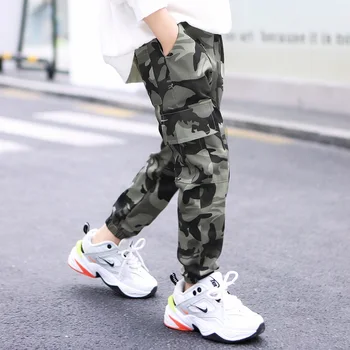 Primăvara Copilul Jogger Pants coreean 2020 Copii de Moda de Îmbrăcăminte de Camuflaj Cargo Pantaloni pentru Baieti din Bumbac Elastic Talie Pantaloni