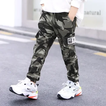 Primăvara Copilul Jogger Pants coreean 2020 Copii de Moda de Îmbrăcăminte de Camuflaj Cargo Pantaloni pentru Baieti din Bumbac Elastic Talie Pantaloni
