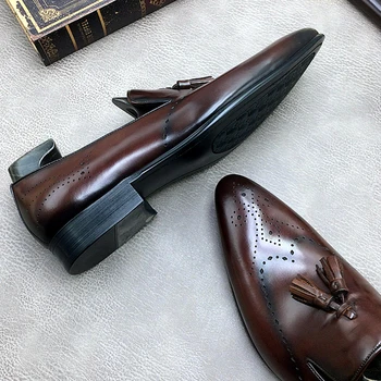 Autentice din piele de barbati bocanc de Afaceri banchet de Nuntă pantofi barbati casual balerini pantofi vintage handmade pantofi oxford pentru barbati 2020