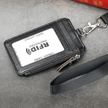 Portabile din Piele Blocare RFID ID-ul de Afaceri Card de Credit Titularul Șnur Pungă Portofel
