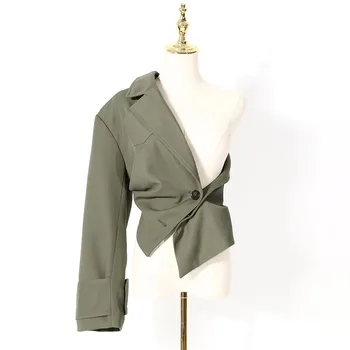 TWOTWINSTYLE Solid Tunica Minimalist Jacket Pentru Femei Rever Maneca Lunga Talie Mare Vintage Windbreaker de Moda de sex Feminin Haine Noi