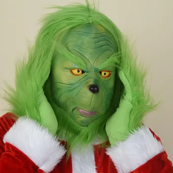 Grinch Mască Mănuși Creative Mănuși De Cosplay Mască Mănuși De Blană Verde Masca Halloween Cadouri De Craciun Pentru Prieteni