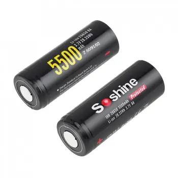 2 buc Soshine 3.7 V 5500mAh de Mare Capacitate 26650 Li-ion Baterie Reîncărcabilă cu Protected PCB pentru Lanterne LED / Faruri