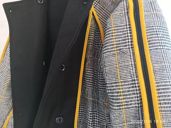 IEFB bărbați față-verso Carouri palton de culoare bloc mozaic supradimensionate haină de lână mens toamna haine noi cu centura 9Y4410