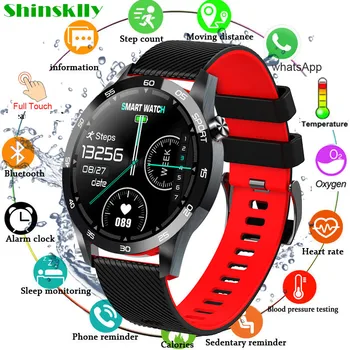 SHINSKLLY Temperatura Corpului Ceas Inteligent Bărbați Femei Full Touch Ecran Rotund Smartwatch Rata de Inima Tracker de Fitness Pentru Android IOS