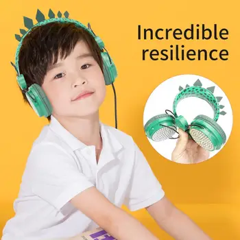 Livrare Rapida! Copii drăguț Dinozaur Căști de 3,5 mm setul cu Cască cu Fir Copii Căști Cu Urechi Decorative Cadou Pentru Copil
