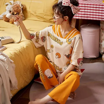 Pijamas Femei 2021 Noi De Primavara-Vara Din Bumbac Pentru Femei Seturi De Pijamale Lungi Pantaloni De Pijamale, Costume Fata De Moda Casual Îmbrăcăminte Haine
