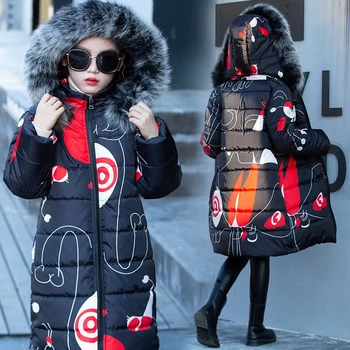 În 2020, Copii ale modelului de Iarna Fete jos Jacheta de Bumbac Gros Cald Hanorac cu Guler de Blană Haină Lungă