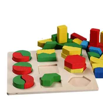 Copil Jucarii din Lemn, Puzzle-uri 3D Geometrie Forma de Placă de Colorat Jucărie de Învățământ Joc de Creier Montessori Jucarii Educative Pentru Copii