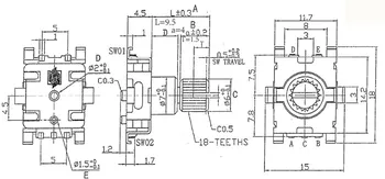 En-gros de 50pcs/lot CE11 rotativă Encoder Rotativ Cod Comutator 30 De Poziție Cu Buton Comutator SMD 5pin Mâner Lungime de 9,5 mm Prune Ax