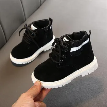 Copiii PU Piele Glezna Cizme Stil Britanic Boy Fata Impermeabil Cizme Scurte Culoare Solidă Copii Pantofi Negri Adidas 2020 Primăvară
