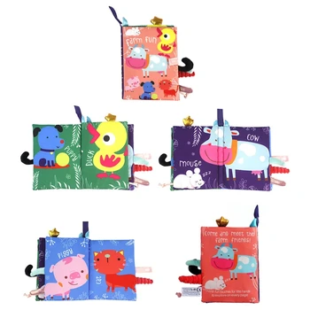 Nou-născut Copilul Dezvoltare de Învățare de Învățământ de Cărți Cadou pentru Copii de Animale 3D Cozi Pânză de Carte pentru Copii Puzzle Jucarie Montessori