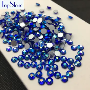 TopStone Sapphire AB Culoare ss3-ss30 Rotund Geam Cristal Flatbacks Nail Art 3D Pietre Lipici Pe Non Hotfix cu Strasuri