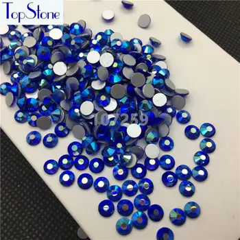 TopStone Sapphire AB Culoare ss3-ss30 Rotund Geam Cristal Flatbacks Nail Art 3D Pietre Lipici Pe Non Hotfix cu Strasuri